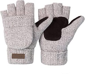 YSense - Women’s Winter Gloves 2 Pack Warm Wool Knitted Convertible Fingerless Gloves